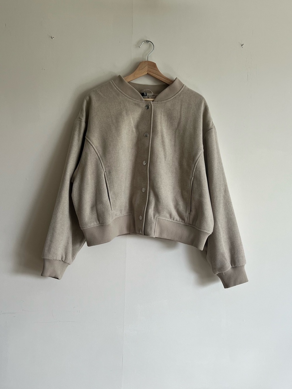 H&M Oatmeal Textured Bomber Jacket XL